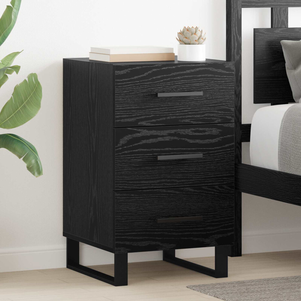 Vidaxl Bedside Cabinet Black Oak 40 X 40 X 66 Cm Engineered Wood