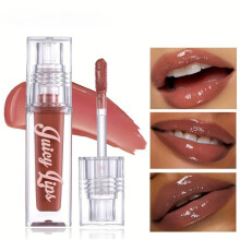 (Matches the image) High Gloss Liquid Lip Gloss Hydrating and Moisturizing Plumping Lip Glaze Brown Shades, Shimmer Finish Lipstick Gift