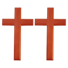 2Stk Rote Holz-Kreuze Wandbehang Für Religiöse