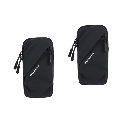 2Stk Elastisches Sportarmband Handyhalter Schwarz Für