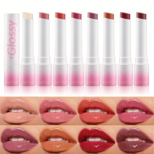 (Matches the image) 8 Colors Moisturizing Lip Balm Lip Nourishing Plumping Lip Glaze Reduce Dry Cracked Peeling Lips Jelly Lip Balm Lipsticks