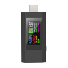Type-C Scherm Digitale Spanning Amperemeter Vermogen Meter 4-30V Mobiele Telefoon Oplader Capaciteit Tester met Uitschakelgeheugen A