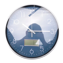Digitale Wanduhr mit Uhrzeit, Wochentag und Temperatur, Leise, Nicht Tickende, Batteriebetriebene, Runde Digitale Wanduhr