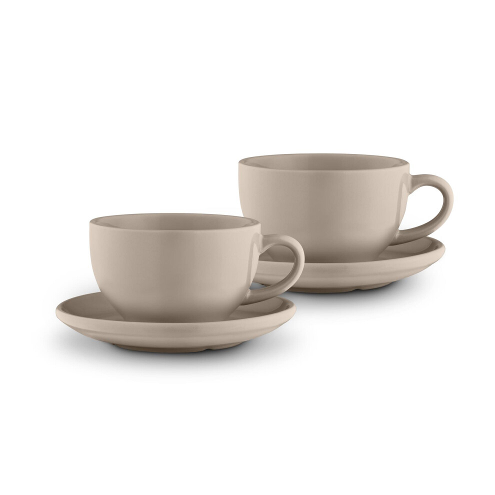 Barbary & Oak Nattura Set Of 2 Cups And Saucers, Made From Premium Stoneware, Dishwasher Safe, Microwave Safe, 350Ml, Cashmere, Bo874036csh