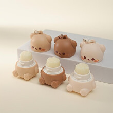 (Matches the image) Cute Little Bear Lip Balm For Kids Moisturizing Anti-dry Anti Crack Mini Lip Balm With Keychain Decorations Lip Care