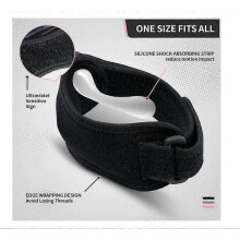 (Black) Silicone Patella Knee Strap for Knee Pain Relief –Adjustable Brace for Women Men