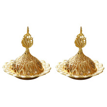 2Pièces Brûleur Incense Métal Tour Arabe Creuse Ambiance Zen