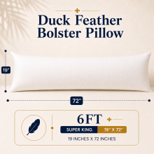 (Super King 6ft) Bolster Pillows Duck Feather & Down Full Body Maternity Support Pillow All Sizes