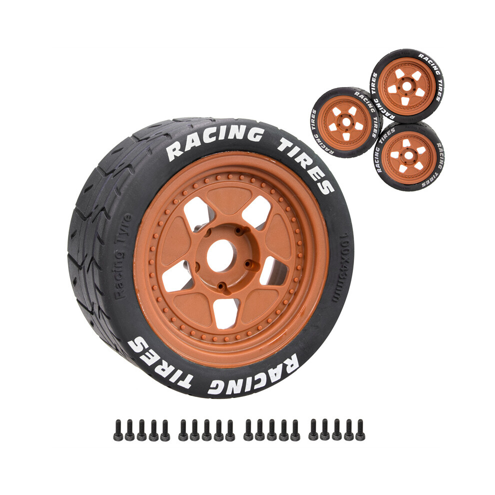(Blue) 4Pcs 1/8 & 1/7 Rc Car Tires & Wheels For Off-Road, Short & Desert Trucks Blue 123643879533