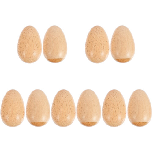 10Pièces Instruments Percussion Œufs En Bois Beige Pour Jeux D’enfants