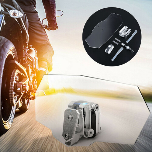 Motorcycle Adjustable Clip On Windshield Extension Spoiler Wind Deflector Kit 2