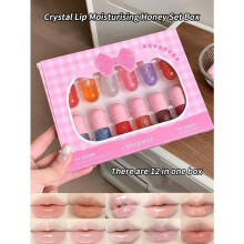 (matches the image) 12pcs Transparent Moisturizing Lip Gloss Set, Hydrating, Long-Lasting, Non-Sticky Lip Balm, Plumping, Lip Line Fading Lipstick