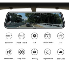 (64G memory + recorder) 10" HD 1080P Dual Lens Car DVR Dash Cam Video Camera Recorder Rearview Mirror