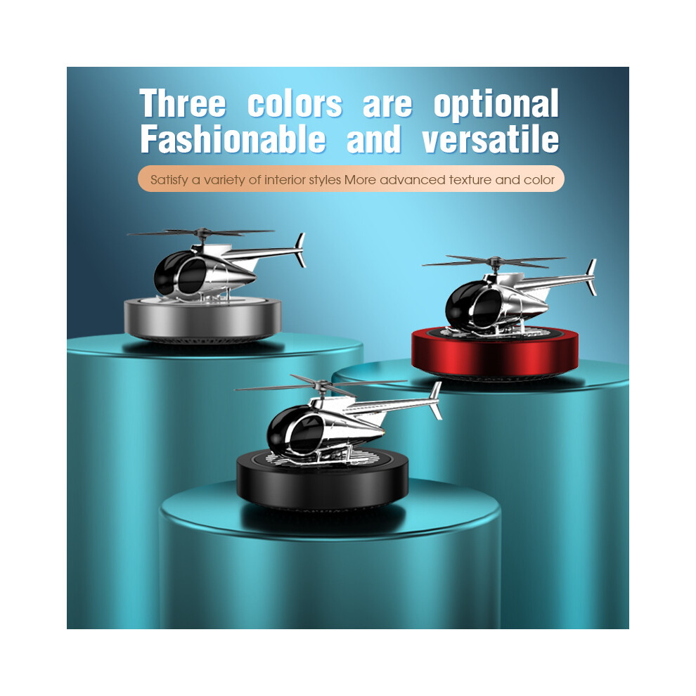 (Red) Solar Rotating Car Aromatherapy Helicopter Waterwheel Interior Ornament Diffuser Red 110691629180
