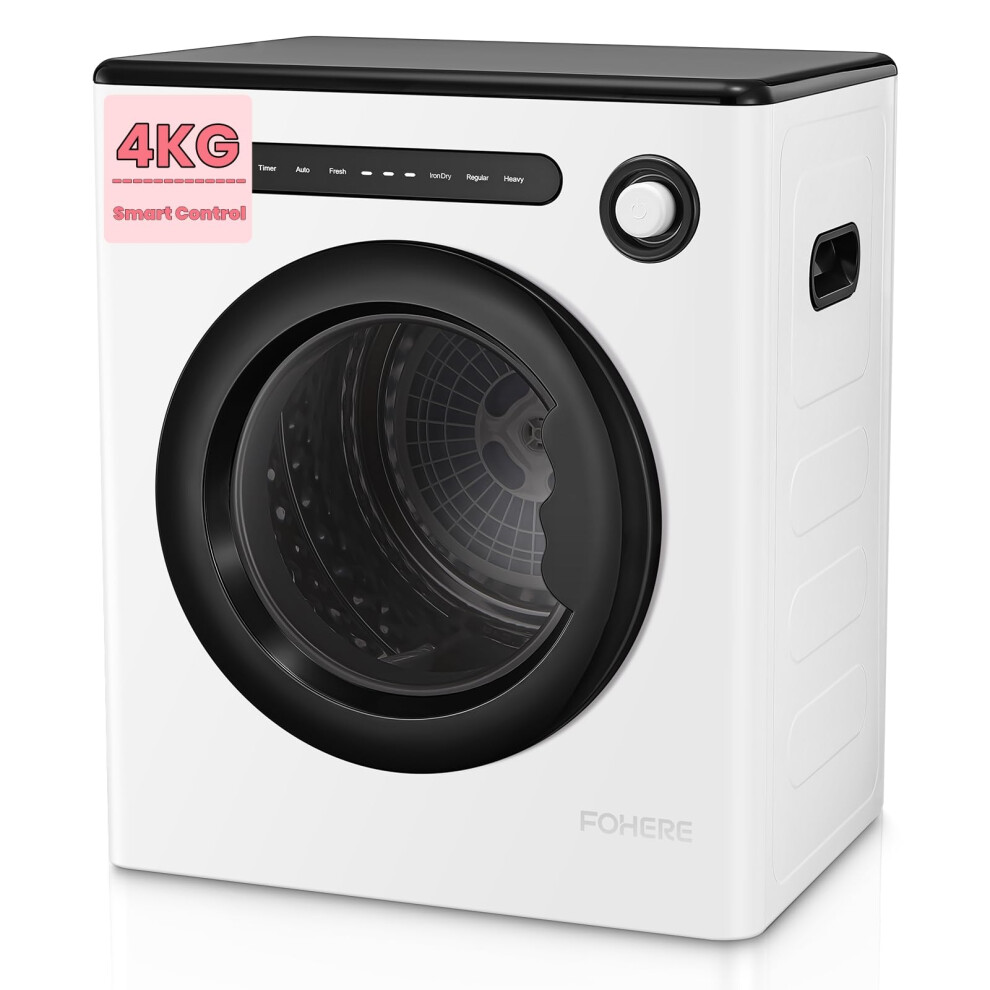 Fohere 4Kg Vented Tumble Dryer, 1200W Compact Vented Tumble Dryer, 6 A