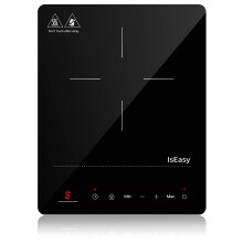 IsEasy Single Induction Cooker 2100W Portable Induction Hob with Slim Black Crystal Panel Body, 9 Power Levels, Max & Min Function, 8-hours Timer, Sa