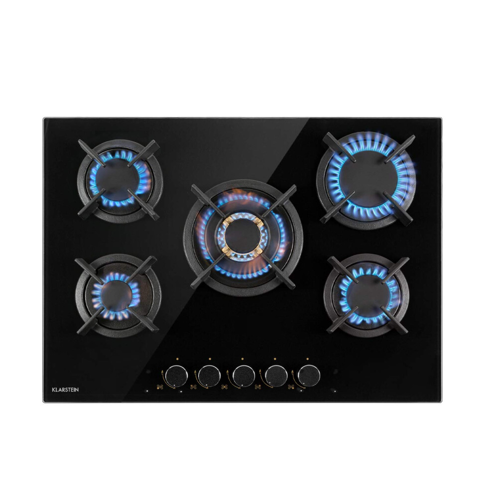 Klarstein Gas Cooker, 5 Burners Gas Hob, 10400W Built In Five Ring Ele