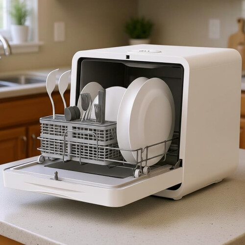 MoraRise Table Top Dishwasher, Mini Countertop Dishwasher with 7 Progr