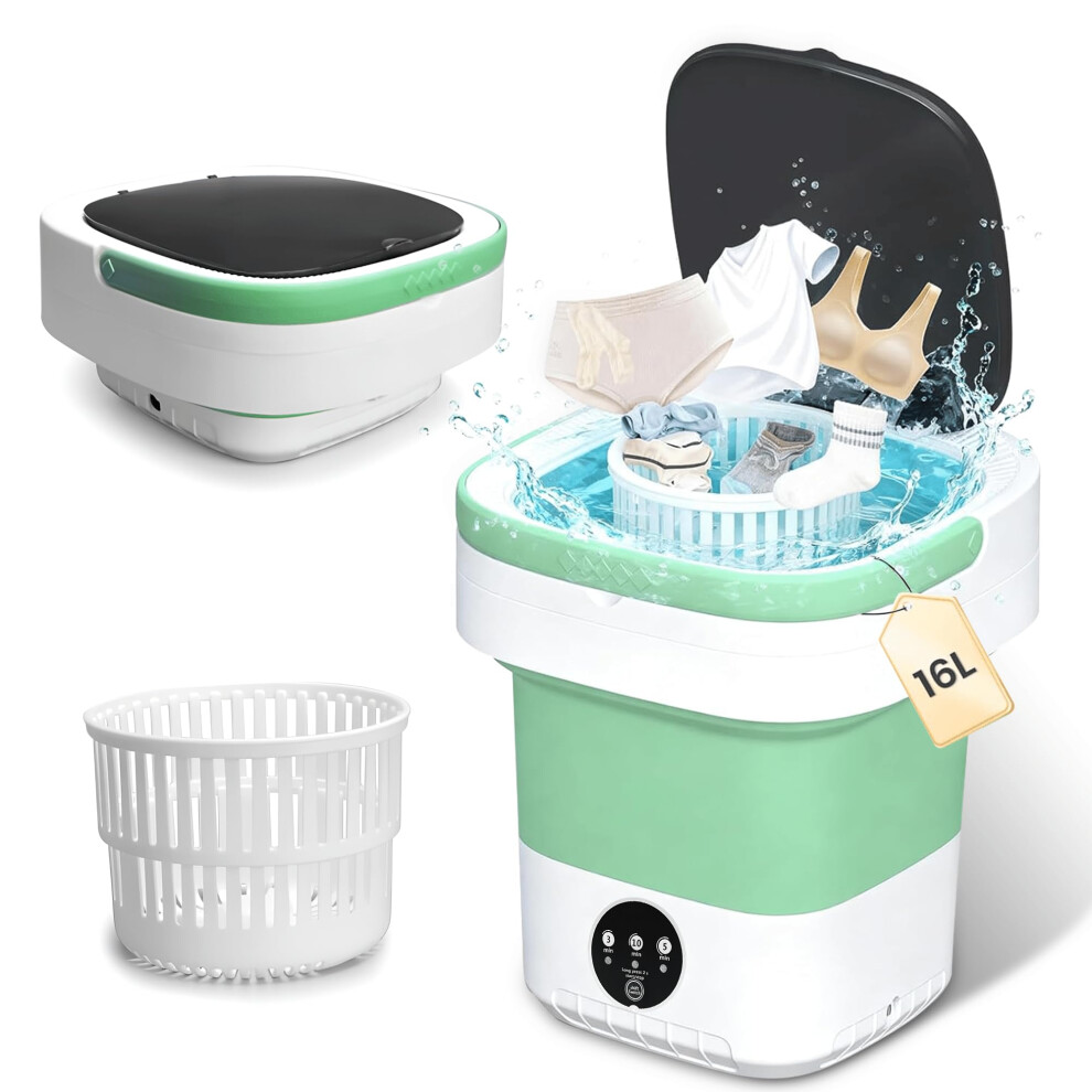 16L Mini Washing Machines with Spin Basket 3 Wash Modes Timer - Collap