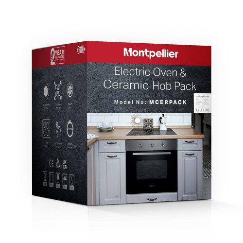 MONTPELLIER Montpellier MCERPACK Integrated Single Electric Oven & Ceramic Hob Pack – Built-