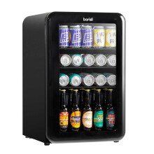 Baridi 70L Under Counter Drinks/Beer & Wine Cooler Fridge, Retro Style, Black - DH222
