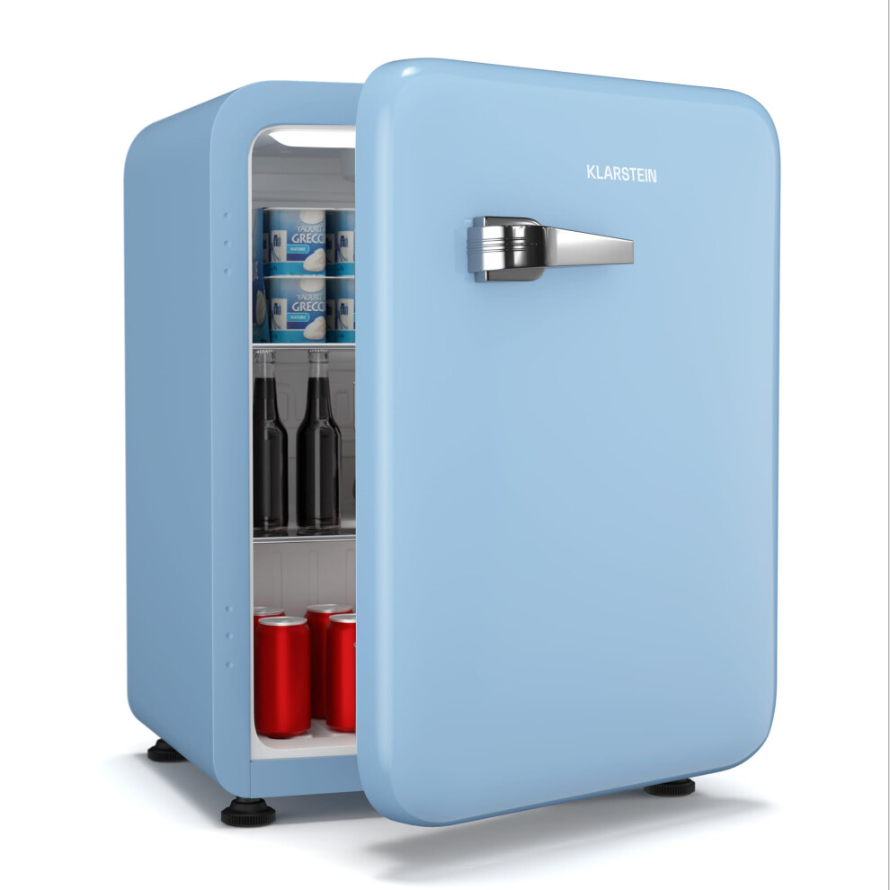 Klarstein Audrey Evo 68L Retro Mini Fridge - Quiet 40 Db, Adjustable T