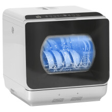 HOMCOM Table Top Dishwasher, Mini Countertop Dishwasher No Plumbing with Built-in 6L Water Tank, 6 Programs, Touch Control, LED Display, 4 Place Sett