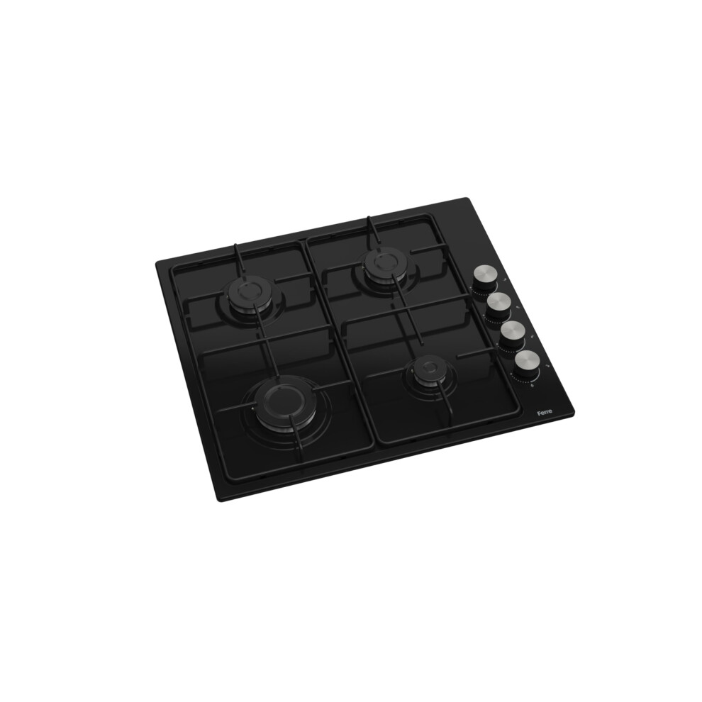 Ferre El056-60Cm Built-In Black Gas Hob, 4 Burners, Flame Failure Prot