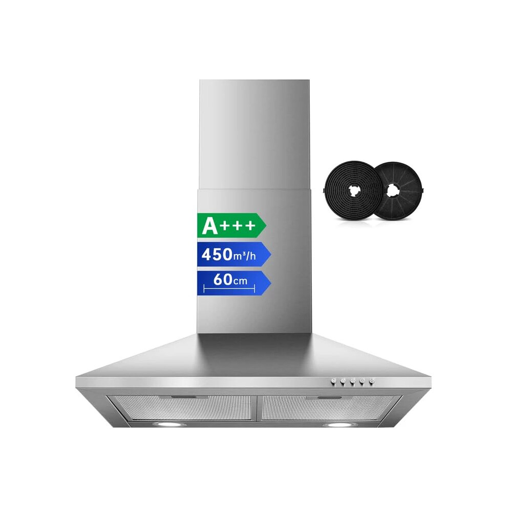Sndoas Cooker Hood 60Cm, 450M³/H Stainless Steel Chimney Extractor Hoo