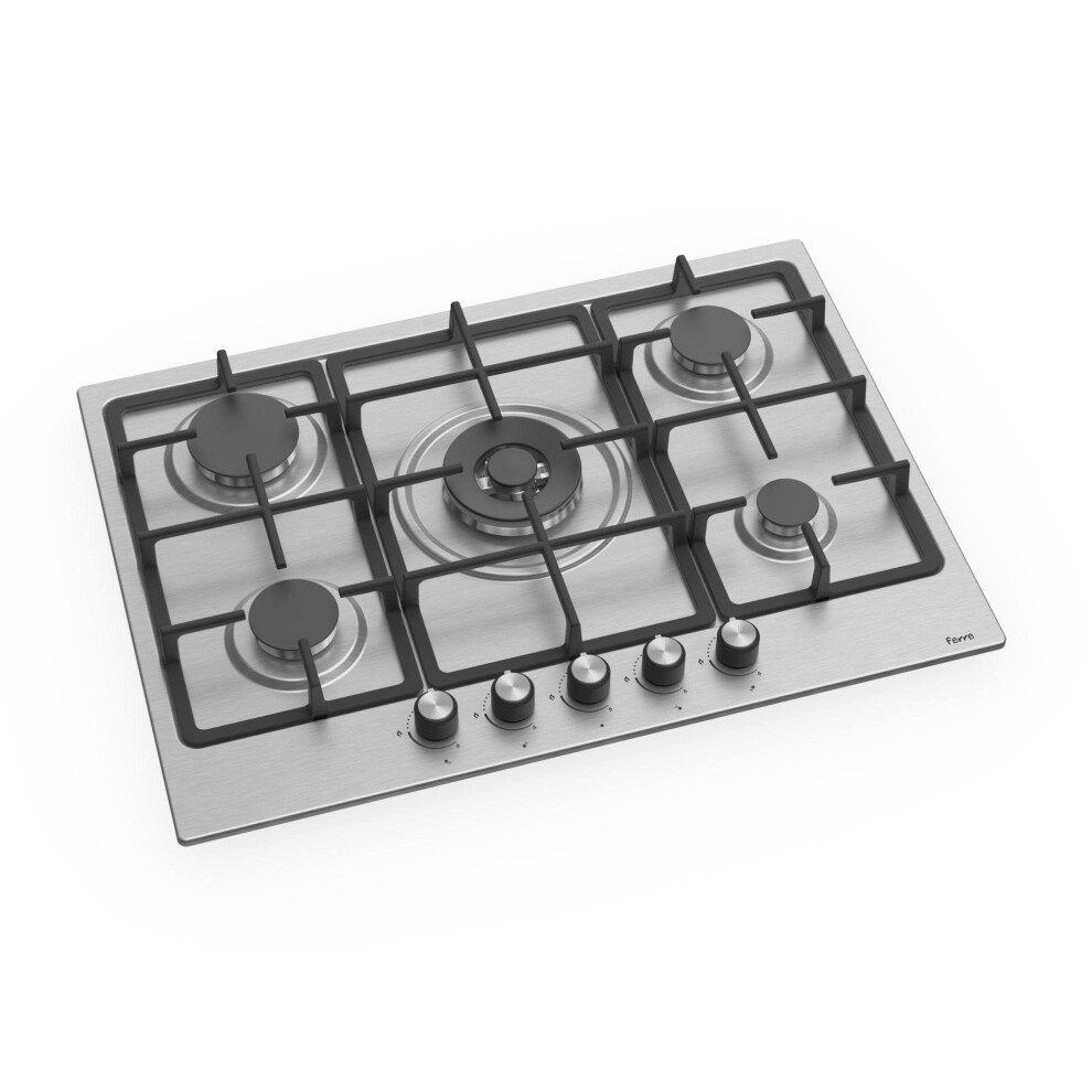 Ferre El008-70Cm Built-In Gas Hob - 5 Burners - Matt Stainless Steel B