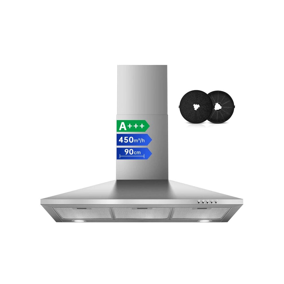 Sndoas Chimney Cooker Hood 90Cm, 450M³/H Extractor Fan For Kitchen Wit