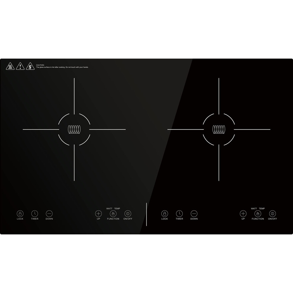 Panana Induction Hobs, Black Glass Built-In 2 Zone 3500W 60-Centimetre