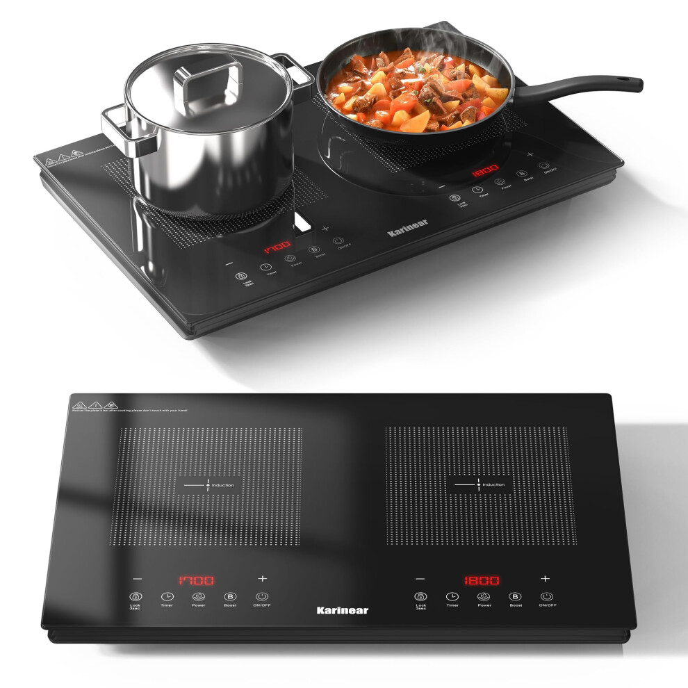 Karinear Double Induction Hob, Upgrade Induction Cooker Touch Contol 9