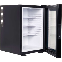 Corby Eton 40L Glass Door Minibar – Silent Hotel Mini Bar with LED Light & Adjustable Shelves – Compact Beverage Cooler for Guest Rooms, Offices &