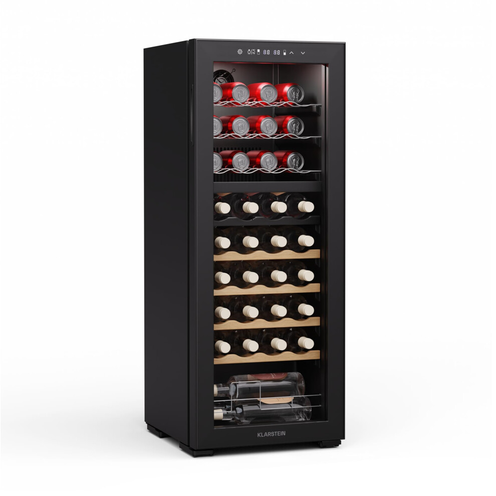 Klarstein Bovella 36 Duo+ Wine Fridge - 36 Bottle Capacity, Dual Zone,