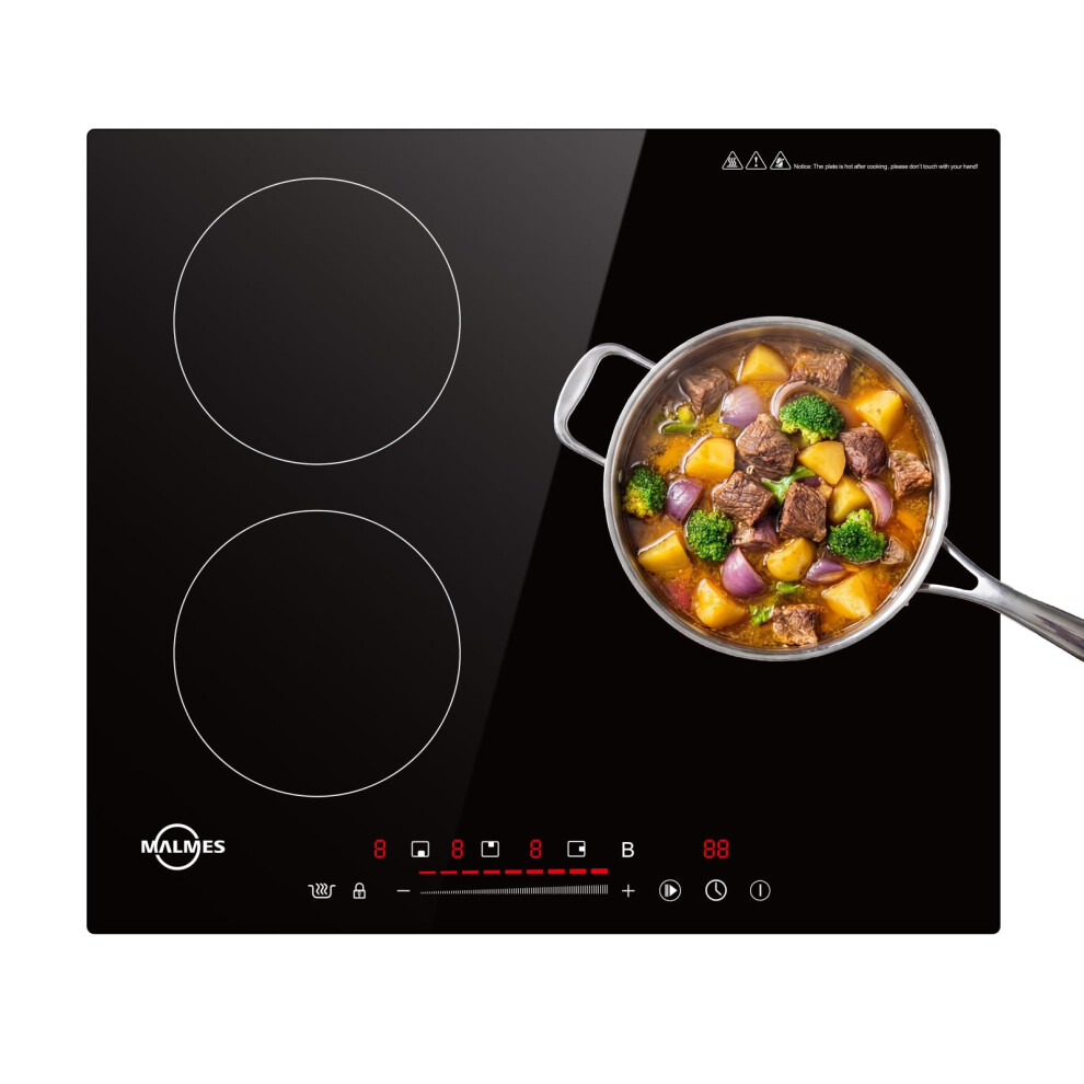 Malmes 60Cm Induction Hob With 3 Cooking Zones, Built-In Induction Hob