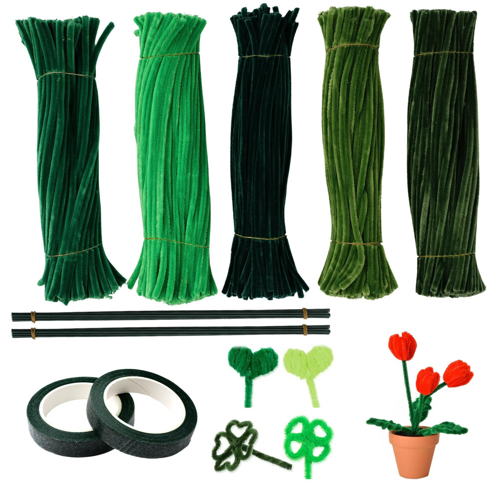 Letcart 500Pcs Pipe Cleaner Chenille Stems For Flowers Crafts Bulk Fluffy Fuzz