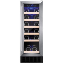 Amica 19 Bottle Single Zone Freestanding Under Counter Wine Cooler - Stainless Steel