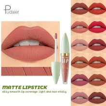 (Matches the image) Matte Lip Stain Set Volumizing Long-Lasting Smudge-Proof Liquid Lipstick Matte Effect Universal Berry Tones Gift-Ready