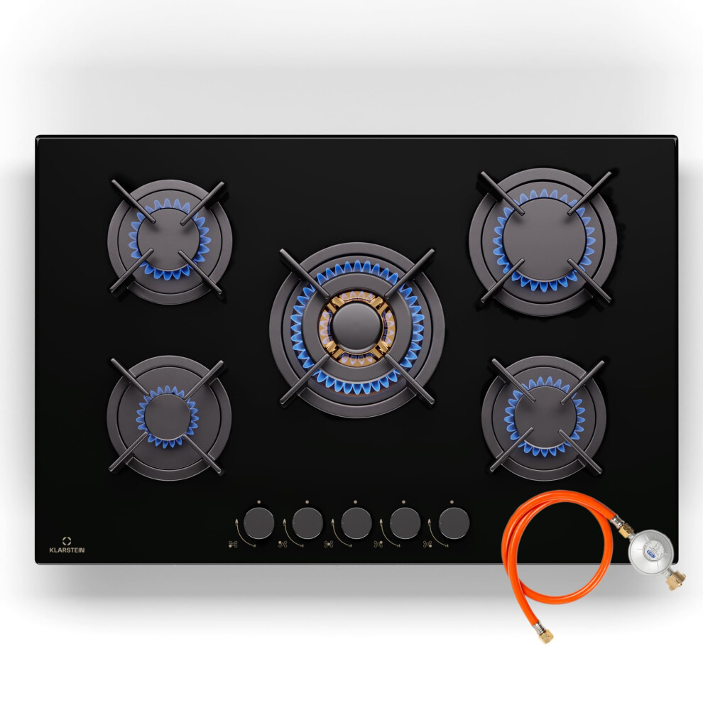Klarstein Gas Cooker, 5 Burners Gas Hob, 10400W Built In Five Ring Ele