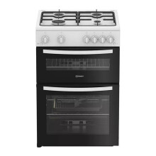 Indesit IDG6GW 60cm Gas Double Oven – White, Gas Hob, Grill Function,