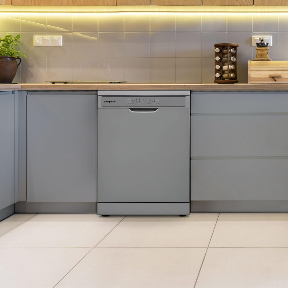 Montpellier Mdwd1354s Silver 60Cm Freestanding Dishwasher