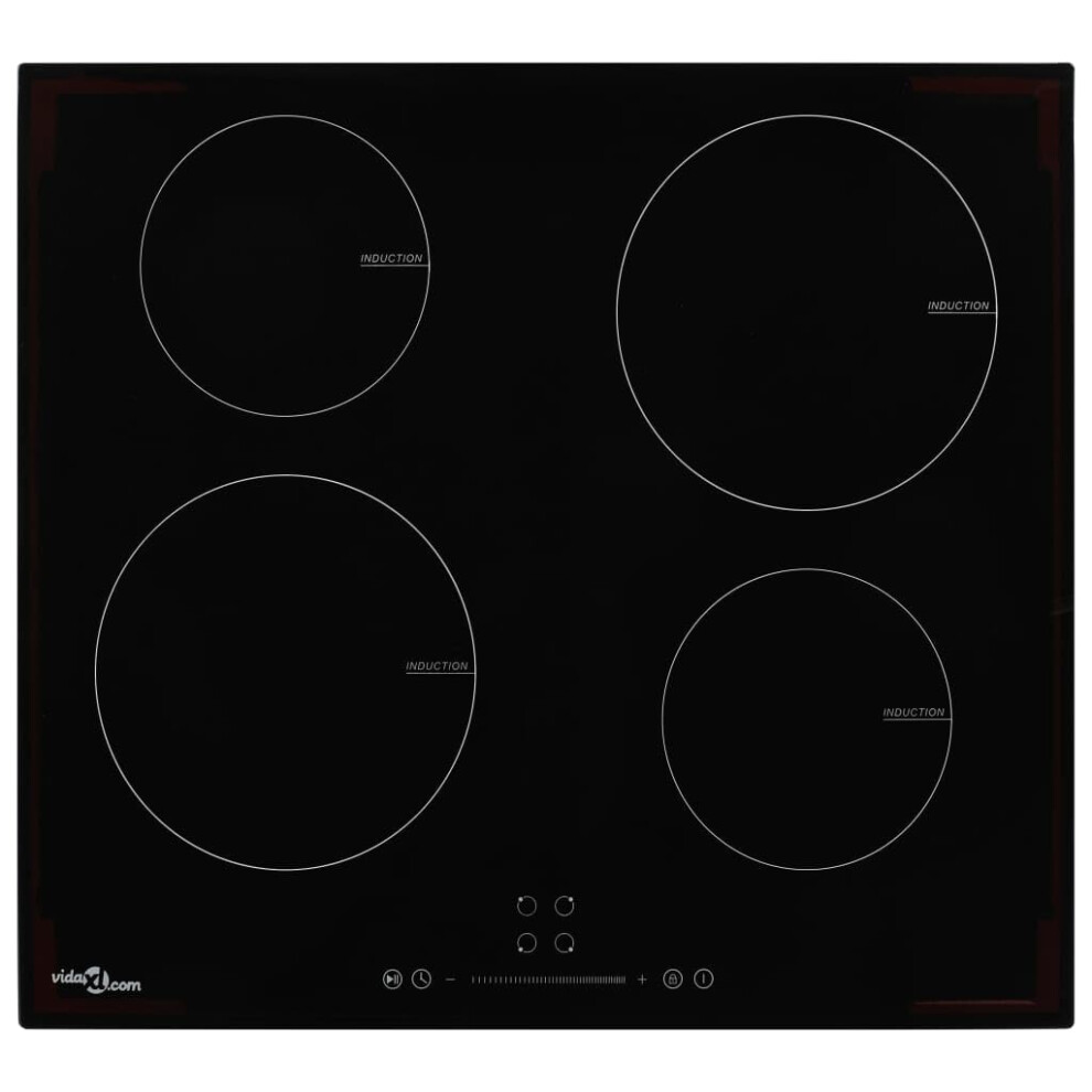 Vidaxl Induction Hob With 4 Burners Touch Control Electric Heat-Resistant Automatic Shut-Down Kitchen Built-In Zone Appliance Glass 7000W