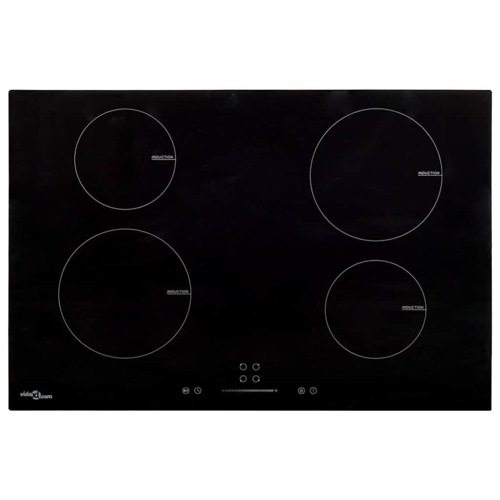 Vidaxl Induction Hob With 4 Burners Touch Control Glass Electric Dining Cooker Built-In Domino Hob Kitchen Appliance Home 77 Cm 7000 W