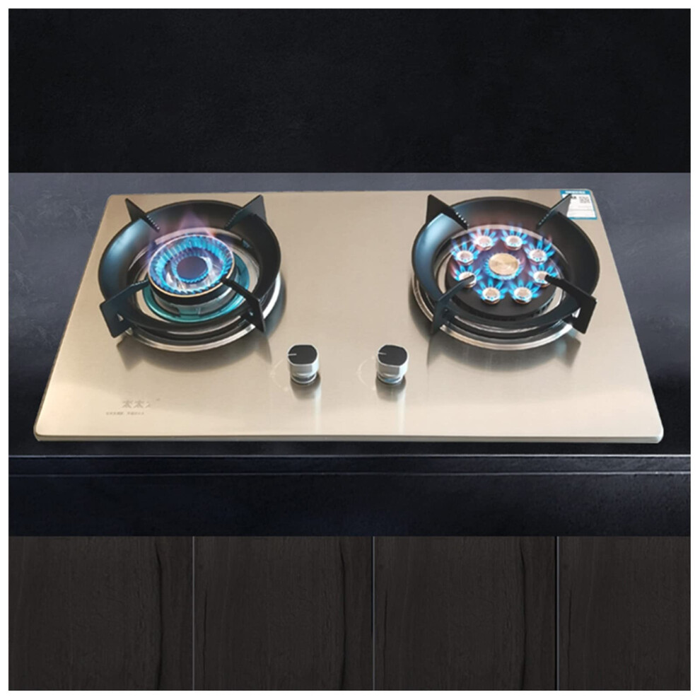 Belund Gas Stove Cooktop 2 Burners,Thickened Stainless Steel Built-In Gas Hob