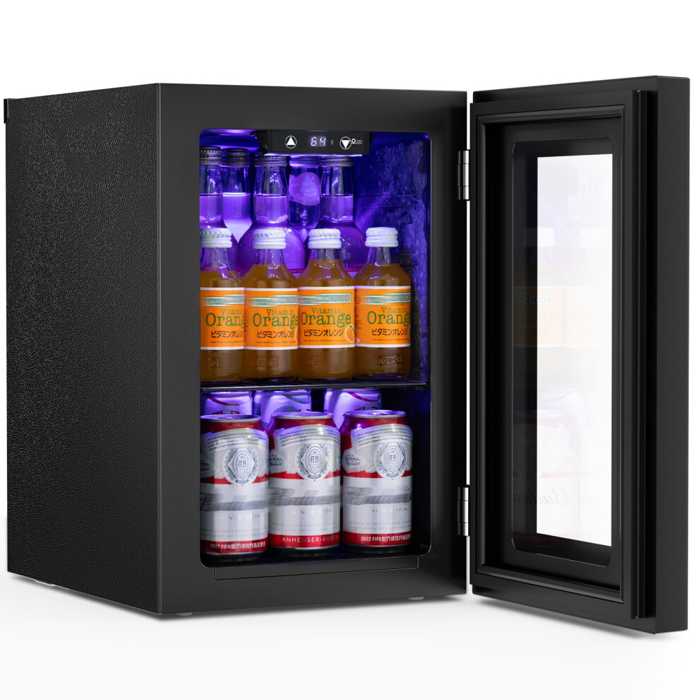 Electactic 18L Beverage Refrigerator Cooler 24Can, Mini Fridge With Quiet Compres