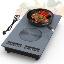 VBGK Induction Hob,220-240V 3000W double burner hot plate with LED touch control,9 Power Levels, Kids Lock & Timer,Overheat Protection,Induction Hob