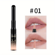 (Matches the image) Non-stick Cup Lipstick Easy To Apply Color Matte Lipstick Double-ended Lip Gloss Lip Liner Two-in-one Lip Glaze