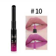 (Matches the image) Non-stick Cup Lipstick Easy To Apply Color Matte Lipstick Double-ended Lip Gloss Lip Liner Two-in-one Lip Glaze