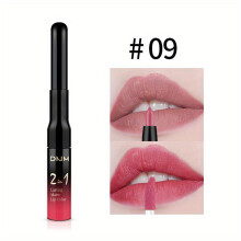 (Matches the image) Non-stick Cup Lipstick Easy To Apply Color Matte Lipstick Double-ended Lip Gloss Lip Liner Two-in-one Lip Glaze